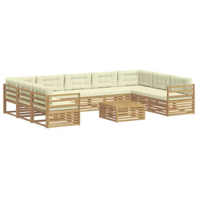 vidaXL Zunanja garnitura za sedenje 10 pcs Bela in krem Poliester