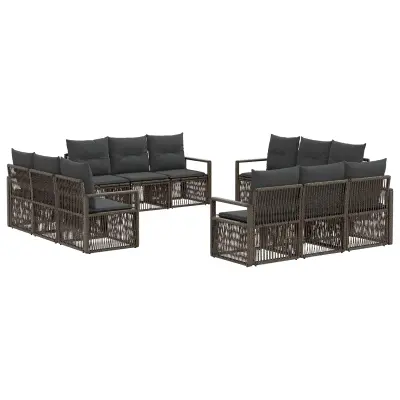 vidaXL Vrtna sedežna garnitura 12 pcs Siva poli ratan