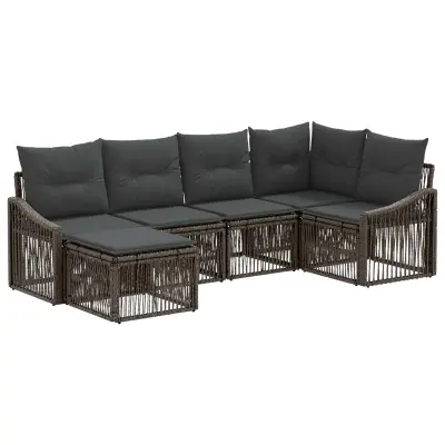 vidaXL Vrtna sedežna garnitura 6 pcs Siva poli ratan