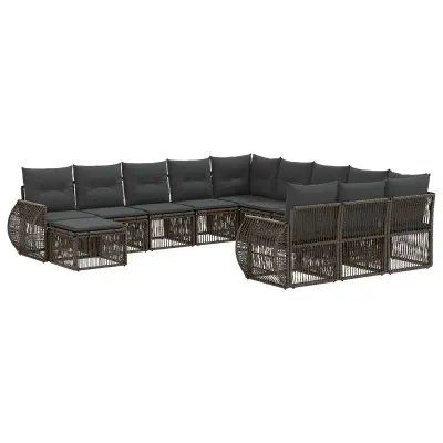 vidaXL Vrtna sedežna garnitura 12 pcs Siva poli ratan