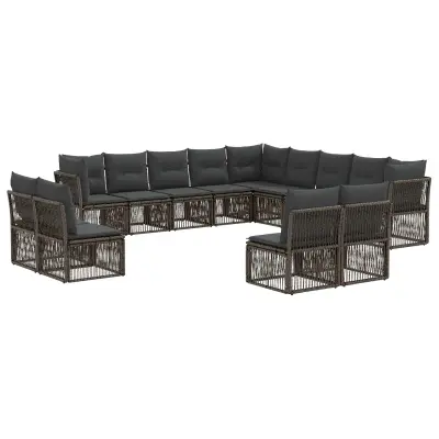 vidaXL Vrtna sedežna garnitura 13 pcs Siva poli ratan