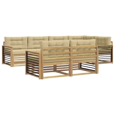 vidaXL Zunanja garnitura za sedenje 7 pcs Bela in bež Poliester