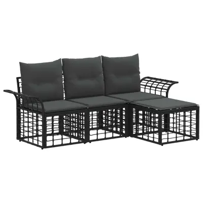 vidaXL Zunanja garnitura za sedenje 4 pcs Črna in Temno siva Poliester