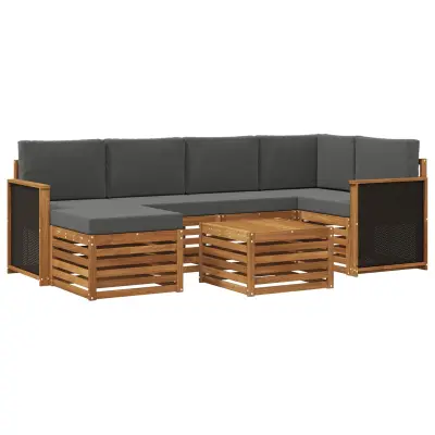 vidaXL Kotna sedežna garnitura z blazino 6 pcs Naravna in antracitna