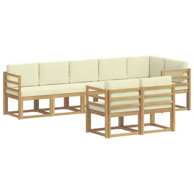 vidaXL Zunanja garnitura za sedenje 8 pcs Bela in krem Poliester