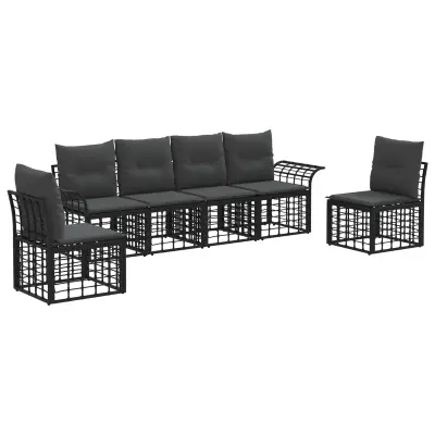 vidaXL Zunanja garnitura za sedenje 6 pcs Črna in Temno siva Poliester