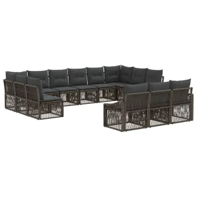 vidaXL Vrtna sedežna garnitura 13 pcs Siva poli ratan