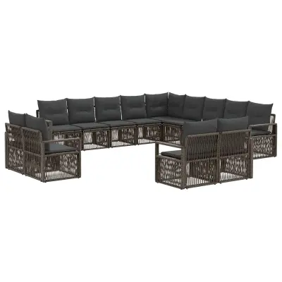 vidaXL Vrtna sedežna garnitura 13 pcs Siva poli ratan