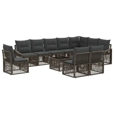vidaXL Vrtna sedežna garnitura 11 pcs Siva poli ratan