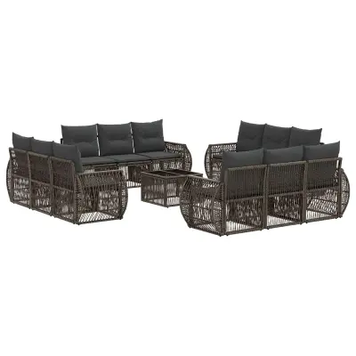 vidaXL Vrtna sedežna garnitura 13 pcs Siva in temno siva poli ratan
