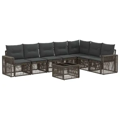 vidaXL Vrtna sedežna garnitura 8 pcs Siva in temno siva poli ratan