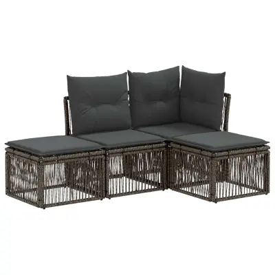 vidaXL Vrtna sedežna garnitura 4 pcs Siva poli ratan