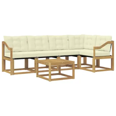 vidaXL Zunanja garnitura za sedenje z blazino 6 pcs Bela in krem