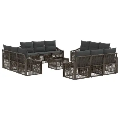 vidaXL Vrtna sedežna garnitura 13 pcs Siva poli ratan