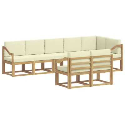vidaXL Zunanja garnitura za sedenje 8 pcs Bela in krem Poliester