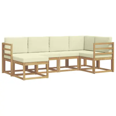 vidaXL Zunanja garnitura za sedenje 6 pcs Bela in krem Poliester
