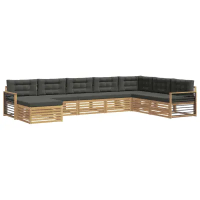 vidaXL Zunanja garnitura za sedenje z blazino 8 pcs Bela in antracit