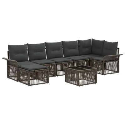 vidaXL Vrtna sedežna garnitura 8 pcs Siva poli ratan