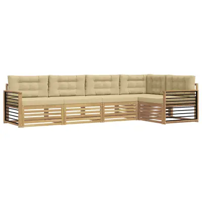 vidaXL Zunanja garnitura za sedenje 6 pcs Bela in bež Poliester