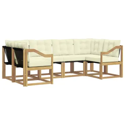 vidaXL Zunanja garnitura za sedenje z blazino 6 pcs Bela in krem