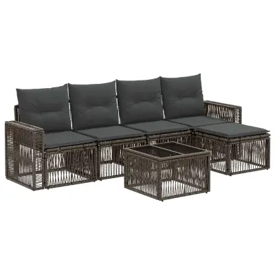 vidaXL Vrtna sedežna garnitura 6 pcs Siva in temno siva poli ratan