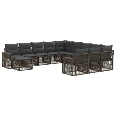 vidaXL Vrtna sedežna garnitura 12 pcs Siva in temno siva poli ratan