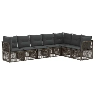 vidaXL Vrtna sedežna garnitura 7 pcs Siva poli ratan