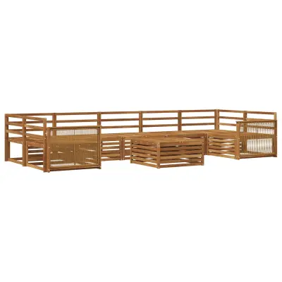 vidaXL Zunanja garnitura za sedenje 8 pcs Naravna Masiven les akacije