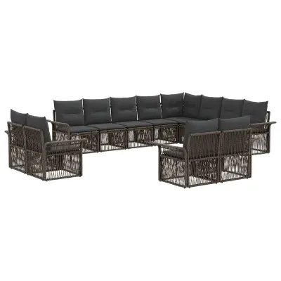 vidaXL Vrtna sedežna garnitura 12 pcs Siva in temno siva poli ratan
