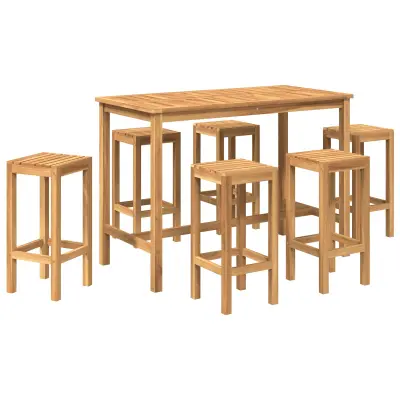 vidaXL zunanji barski set 7 pcs Naravna Trden tikov les