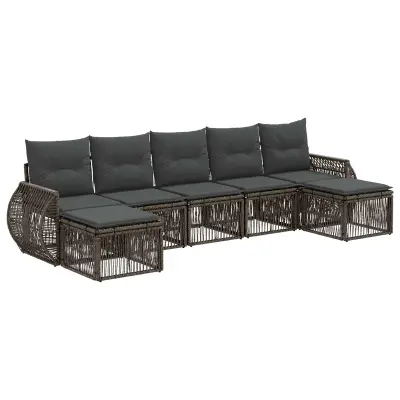 vidaXL Vrtna sedežna garnitura 7 pcs Siva in temno siva poli ratan