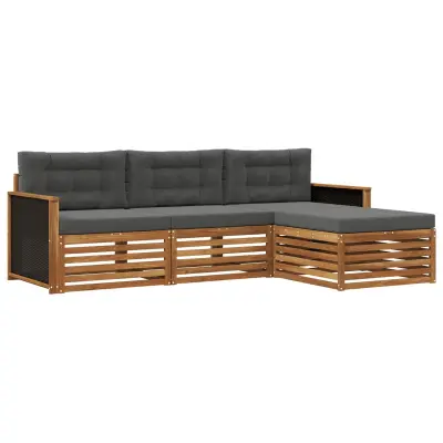 vidaXL Zunanja garnitura za sedenje 4 pcs Naravna in antracitna