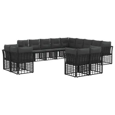 vidaXL Zunanja garnitura za sedenje 13 pcs Črna in Temno siva