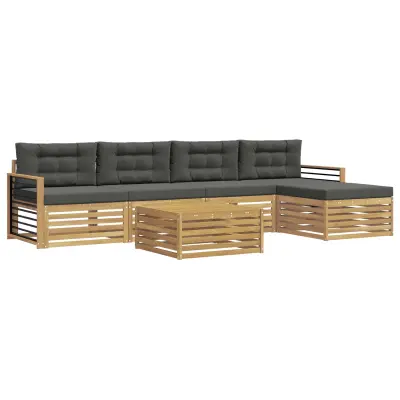 vidaXL Zunanja garnitura za sedenje 7 pcs Bela in antracit Poliester