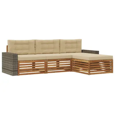 vidaXL Zunanja garnitura za sedenje 4 pcs Naravna in bež Poliester