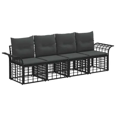 vidaXL Zunanja garnitura za sedenje 4 pcs Črna in Temno siva Poliester