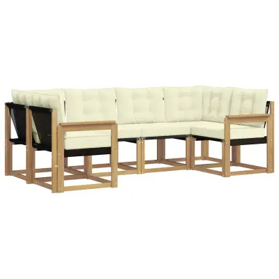 vidaXL Zunanja garnitura za sedenje z blazino 6 pcs Bela in krem