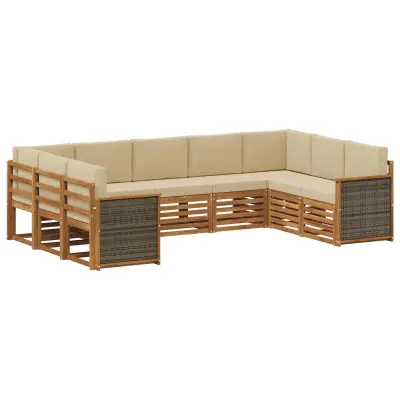 vidaXL Kotna sedežna garnitura z blazino 7 pcs Naravna