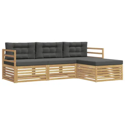 vidaXL Zunanja garnitura za sedenje 4 pcs Bela in antracit Poliester