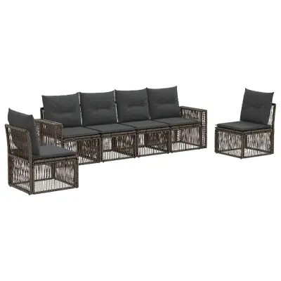 vidaXL Vrtna sedežna garnitura 6 pcs Siva in temno siva poli ratan