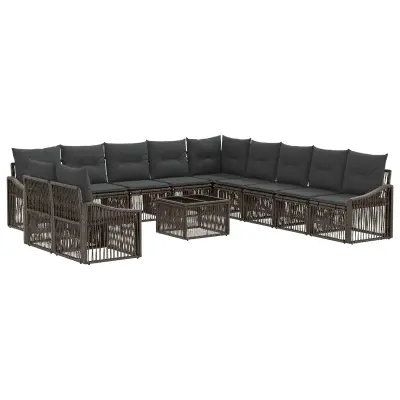 vidaXL Vrtna sedežna garnitura 12 pcs Siva poli ratan