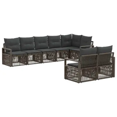 vidaXL Vrtna sedežna garnitura 8 pcs Siva poli ratan