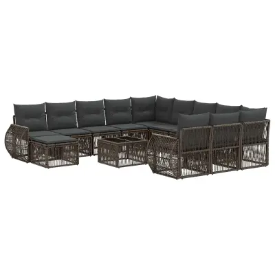 vidaXL Vrtna sedežna garnitura 13 pcs Siva poli ratan