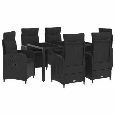 vidaXL Zunanja jedilnica 7 pcs PE ratan in prašno premazano jeklo