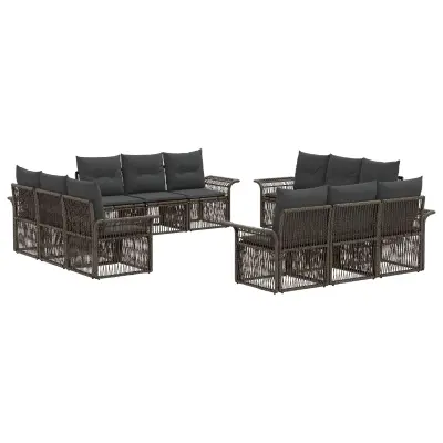 vidaXL Vrtna sedežna garnitura 12 pcs Siva poli ratan