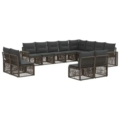 vidaXL Vrtna sedežna garnitura 12 pcs Siva in temno siva poli ratan
