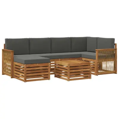 vidaXL Kotna sedežna garnitura z blazino 6 pcs Naravna in antracitna