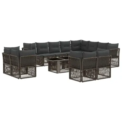 vidaXL Vrtna sedežna garnitura 13 pcs Siva poli ratan