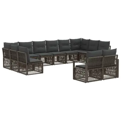 vidaXL Vrtna sedežna garnitura 12 pcs Siva poli ratan
