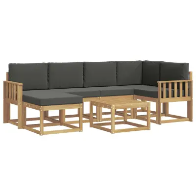 vidaXL Zunanja garnitura za sedenje z blazino 7 pcs Bela in antracit